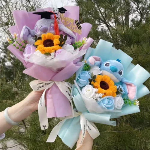 Cartoon anime stitch plush doll toy stuffed animals bouquet gift box valentine's day christmas graduation birthday gifts 1
