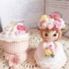Handmade crochet cross dressing bride doll knitted finished flower bouquet decoration girls birthday gift knitting supplies 1