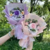 Finished knitted flowers sunflowers crochet bouquet creative knited flowers valentine mothers' day birthday graduation gifts 5