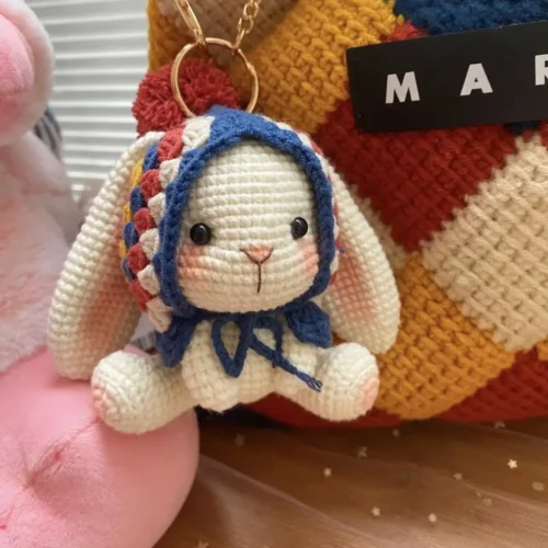 Handmade Knitting Crafts Cute Rabbit Keychain Creative DIY Amigurumi Knitting Needles Hook Finished Children's Birthday Gift 1 Handmade knitting crafts cute rabbit keychain creative diy amigurumi knitting needles hook finished children's birthday gift 1