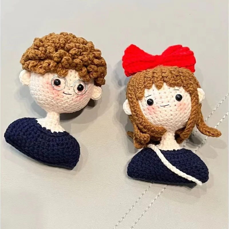Handmade knit couple characters keychains creative diy knittin dolly hook needlework material kit knitting & crochet for gift 6