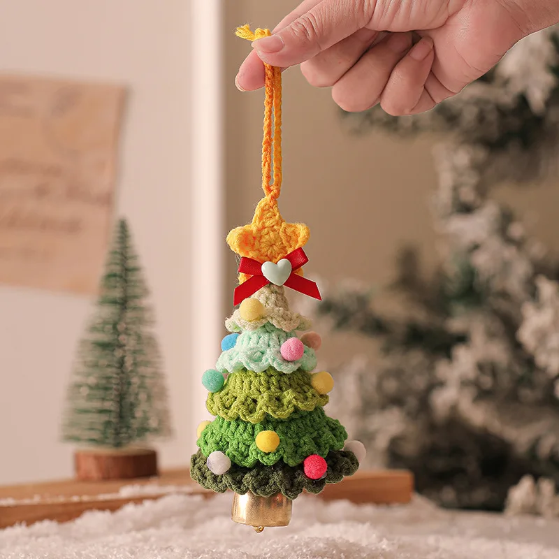 Stuffed plants christams tress handmade crochet keychains small pendant christams tree hangings decoration 4