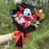 Cartoon anime hallowmas my melody kouromi stuffed animals plush toy with roses creative bouquets christmas hallowmas gifts 6