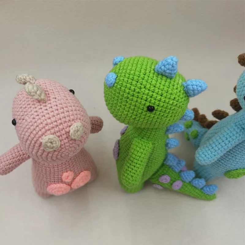 Crochet plush dinosaur dolls baby kawaii stuffed toys kids sleeping doll for girls boys christmas birthday gift room decor 2
