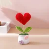 Handmade crochet heart shape potted stuffed plants finished woven bouquet home desktop decor christmas graduation gifts 5