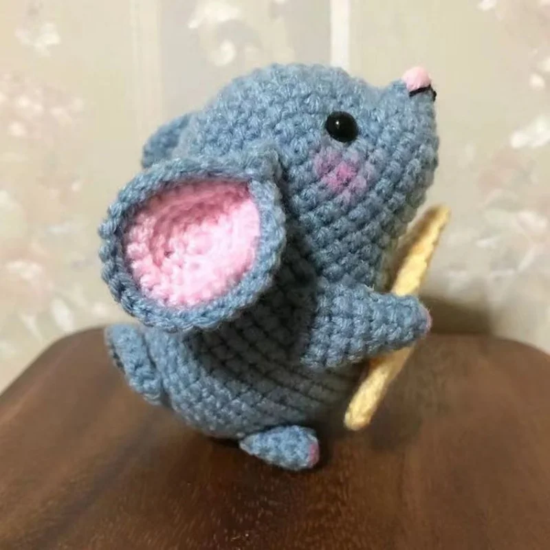 Handmade knitting diy craft mice cartoon doll decorative keychain crochet kit for beginners adults learn to crochet material kit 1