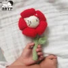 Handmade crochet cartoon animal flower baby rattle toys safe cotton newborn handhold teething ring baby gum pain relief teether 1