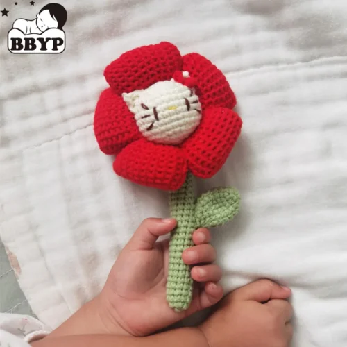Handmade Crochet Cartoon Animal Flower Baby Rattle Toys Safe Cotton Newborn Handhold Teething Ring Baby Gum Pain Relief Teether 1 Handmade crochet cartoon animal flower baby rattle toys safe cotton newborn handhold teething ring baby gum pain relief teether 1
