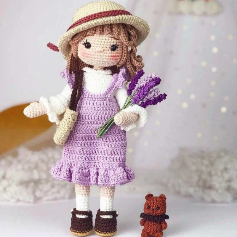 Crochet girls amigurumi crochet doll hook material set knitting yarn for home accessories pattern craft toy handmade ornaments 4