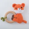 1pc bpa free diy crochet elk fox bee baby teether wooden teether ring rattle newborn teething nursing soother molar educational 5