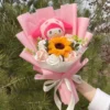 Cartoon my melody kuromi cinnamoroll kt cat plush doll holding flower bouquet valentine's day christmas graduation birthday gift 3