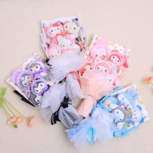 Christmas gifts cartoon sanrio plush bouquet my melody kuromi cinnamoroll kt cat plush doll toy valentine graduation gifts 1