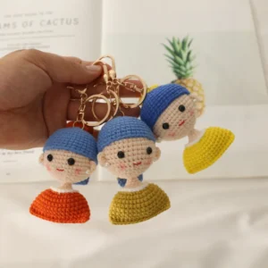 Cute Mini Plush Toy Phone Chain Hand-woven Knitted Pearl Girl Doll Pendant Jewelry For Girls Kawaii Key Pendant Bag Decoration 4