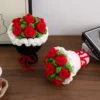 Rose sunflowers plush plants crochet finished knitted creative holding bouquets valentine mothers' day birthday graduation gift 5