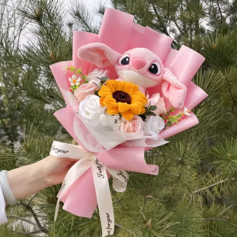 Cartoon anime stitch plush doll toy stuffed animals bouquet gift box valentine's day christmas graduation birthday gifts 5