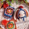 Handmade knitting crafts cute rabbit keychain creative diy amigurumi knitting needles hook finished children's birthday gift 6