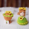 Handmade crochet cross dressing bride doll finished knitted hand bouquet crochet knitted doll table decor wedding companion gift 4