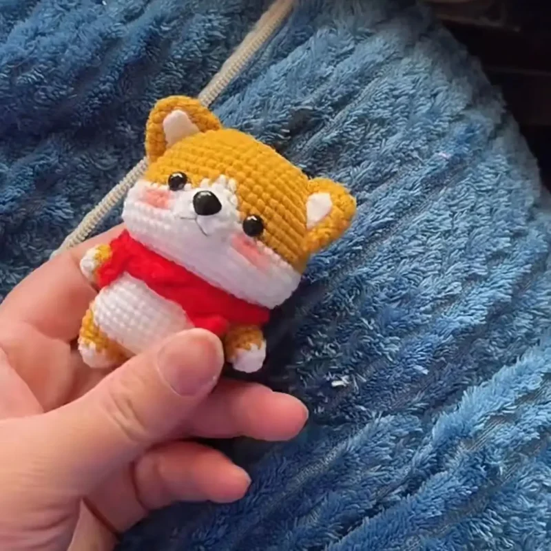 Crochet corgi dog erha dog doll material bag amigurumis diy handmade woven knitted cute little corgi ornament doll creative gift 5