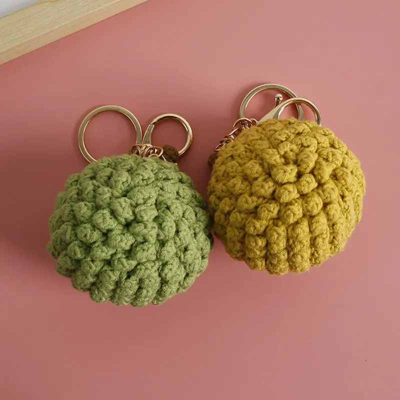 Creative crochet keychains handmade durian doll keychains knitting handmaking cartoon knitted keyring for keys handmade gifts 2