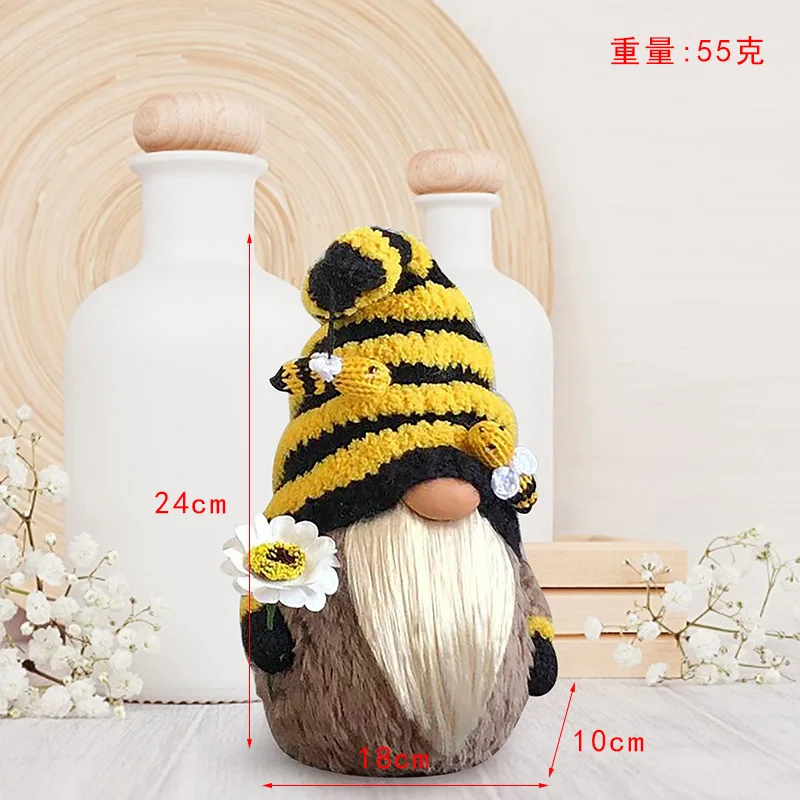 Easter faceless doll bumble bee striped gnome scandinavian tomte nisse swedish honey bee elfs home old man dolls gifts toys 5