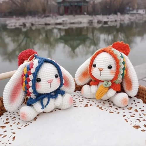 Pretty Rabbit Keychain Crochet Materials Set Kit Amigurumi Knitting Doll Hook Art and Crafts Birthday Gift Backbag Decor Pendant 1 Pretty rabbit keychain crochet materials set kit amigurumi knitting doll hook art and crafts birthday gift backbag decor pendant 1
