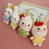 Handmade creative crochet stuffed key chain kawaii knitted cartoon pig bunny doll key ring pendant car schoolbag keychain 2