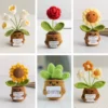 Finished woven crochet roses sunflowers potted emotional support stuffed plants mother valentine christmas graduation gifts 1