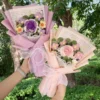 Finished knitted rose sunflowers carnations crochet handmade bouquets valentine mothers' day birthday graduation gift 3