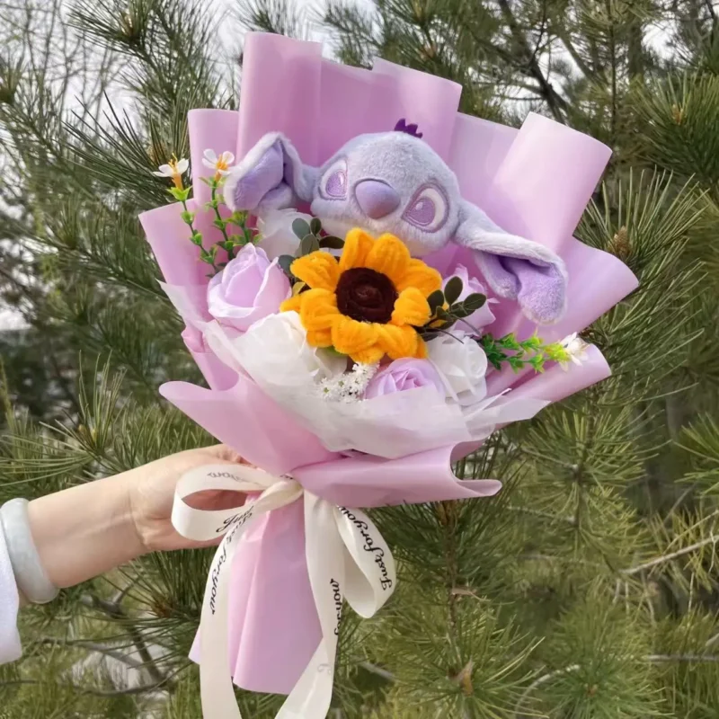 Cartoon anime stitch plush doll toy stuffed animals bouquet gift box valentine's day christmas graduation birthday gifts 6
