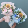 Finished knitted flowers sunflowers crochet bouquet creative knited flowers valentine mothers' day birthday graduation gifts 4