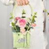New style crochet sunflowers roses carnation plush plants finished knitted handbag bouquets valentine birthday graduation gifts 4