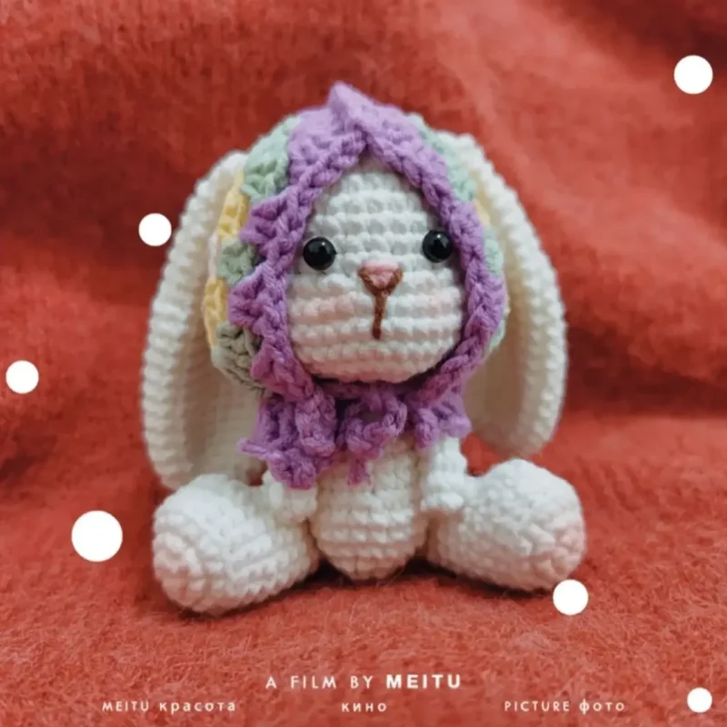 Handmade knitting crafts cute rabbit keychain creative diy amigurumi knitting needles hook finished children's birthday gift 5