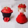 Handmade crochet cross dressing bride doll finished knitted hand bouquet crochet knitted doll table decor wedding companion gift 6