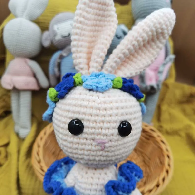 Handmade rabbit monkey crochet wool doll animal stuffed plush toy baby soothing baby sleeping plush toy gifts for kids birthday 3