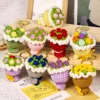 Stuffed plants sunflowers roses handmade crochet flowers keychains small pendant backpack hangings christmas birthday gifts 2