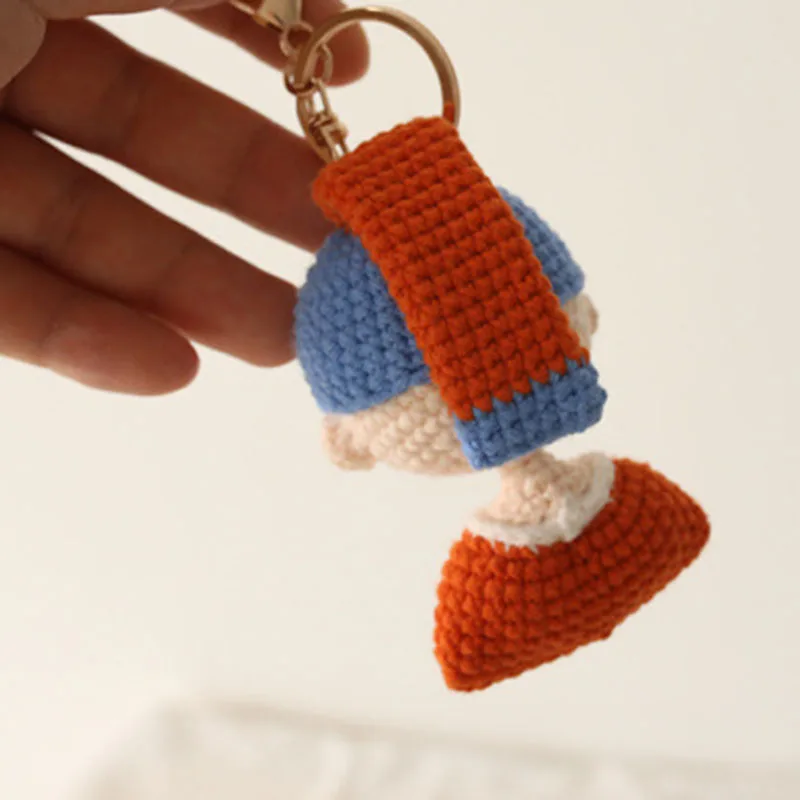 Cute mini plush toy phone chain hand woven knitted pearl girl doll pendant jewelry for girls kawaii key pendant bag decoration 2