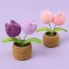 12cn mini finished woven crochet tulip potted stuffed plants home table decoration mother valentine christmas graduation gifts 4