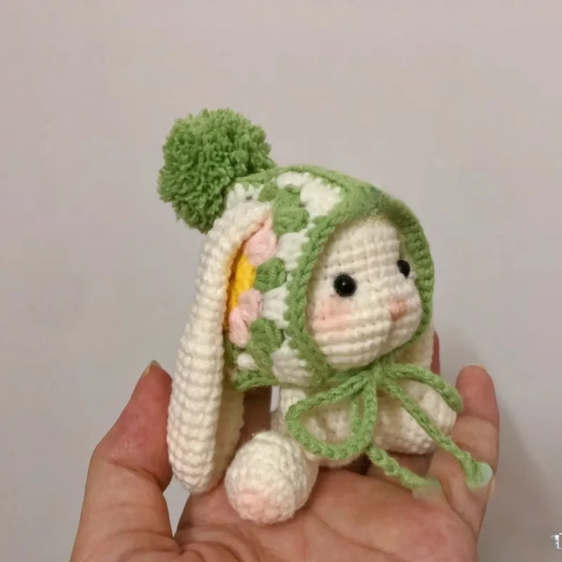 Handmade knitting crafts cute rabbit keychain creative diy amigurumi knitting needles hook material children's birthday gift 6