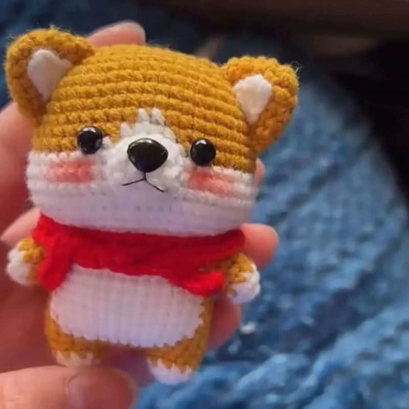 Crochet corgi dog erha dog doll material bag amigurumis diy handmade woven knitted cute little corgi ornament doll creative gift 3