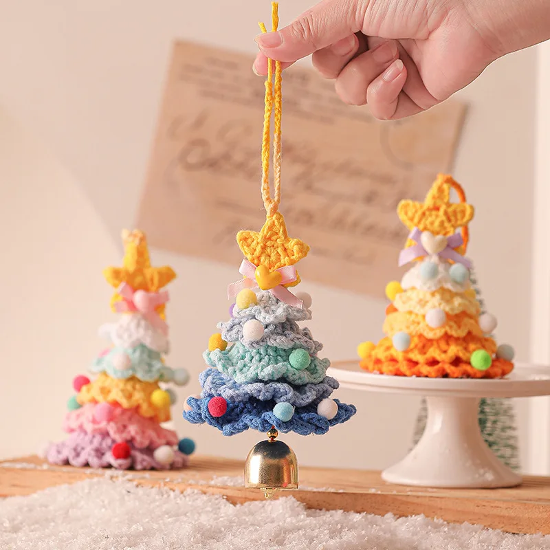 Stuffed plants christams tress handmade crochet keychains small pendant christams tree hangings decoration 6