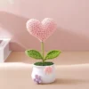 Handmade crochet heart shape potted stuffed plants finished woven bouquet home desktop decor christmas graduation gifts 6