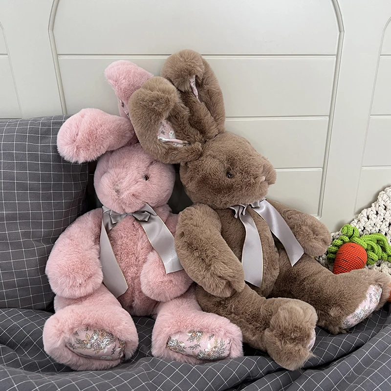 Long ears rabbit plush animals toys stuffed bunny bow knot soft doll baby kids accompany sleep toys for kids birthday gifts 2