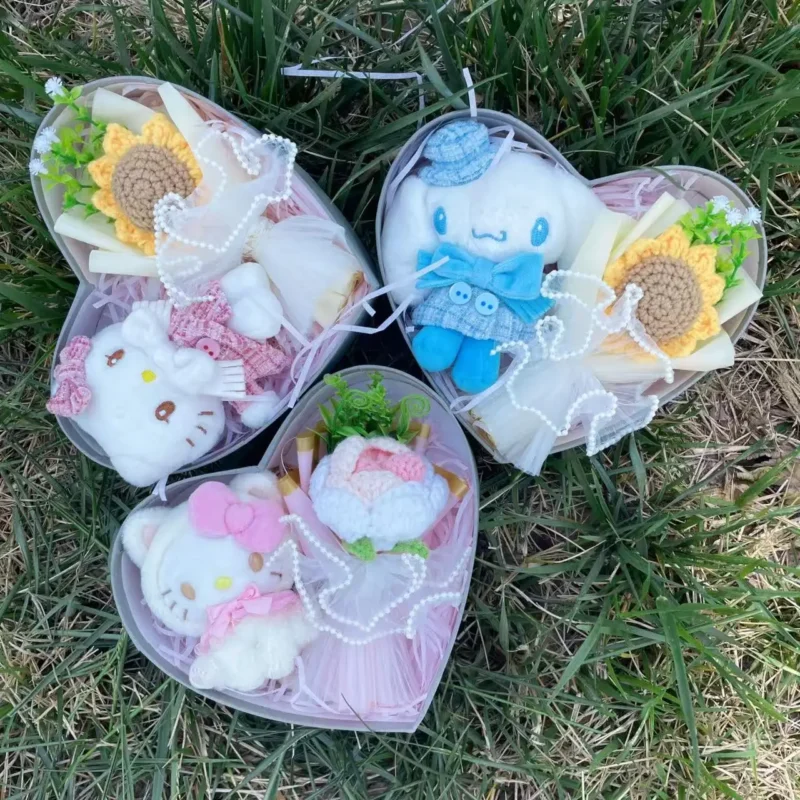 Cartoon my melody kuromi cinnamoroll kt cat plush doll heart gift box creative valentine christmas birthday graduation gifts 2