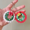 10cm stuffed plants christams tress handmade crochet keychains small pendant christams tree hangings decoration 6