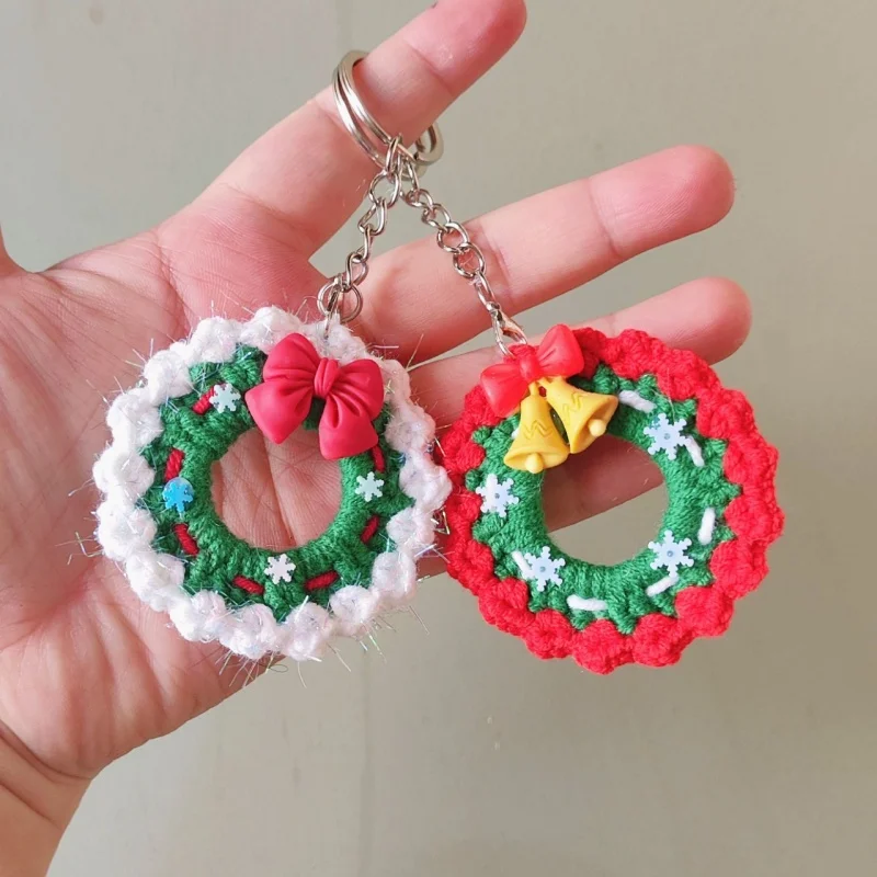 10cm stuffed plants christams tress handmade crochet keychains small pendant christams tree hangings decoration 6