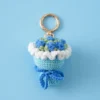 Stuffed plants sunflowers roses handmade crochet flowers keychains small pendant backpack hangings christmas birthday gifts 6