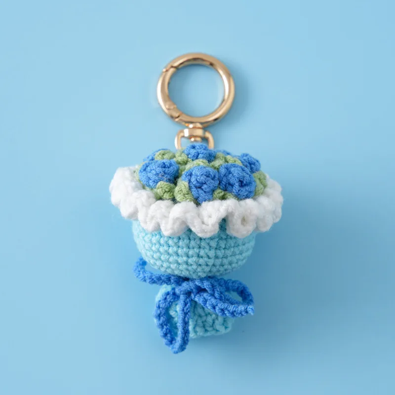 Stuffed plants sunflowers roses handmade crochet flowers keychains small pendant backpack hangings christmas birthday gifts 6