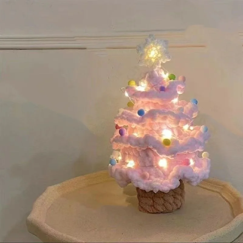 Handmade crochet christmas trees needlework crochet diy material kit hook knitting yarn xmas tree home decor christmas gifts 5