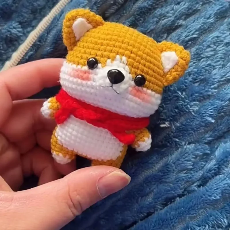 Crochet corgi dog erha dog doll material bag amigurumis diy handmade woven knitted cute little corgi ornament doll creative gift 2