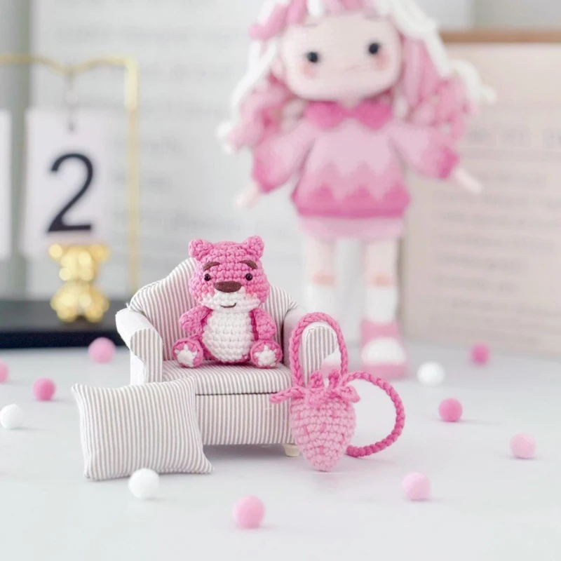 Handemade knitting amigurumi girl doll crochet diy hook yarn materials set kit crochet pattern in english girl birthday gifts 3